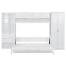 Queen Size Murphy Bed Wall Bed with Closet , Drawers and Shelves, White