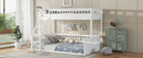 Twin XL over Queen Bunk Bed with Ladder and Guardrails, White