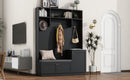 ON-TREND Elegant Design Hall Tree with Comfort and Storage Solutions, Functional Hallway Shoe Cabinet with Bench&Cushion, Modern Coat Rack with Hooks for Entryways, Black (OLD SKU: SD000026AAB)