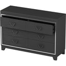 Elegant Dresser with Metal Handle and Sparkling Shiny Decoration, Storage Cabinet with 6 Drawers for Bedroom, Living Room, Black
