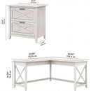 60W L Shaped Desk With Mobile File Cabinet For Home Office