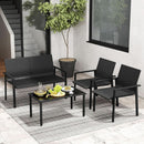 4 Piece Wicker Patio Conversation Set Black Coffee Table