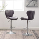 Velvet Adjustable Swivel Barstools Gray Set of Two