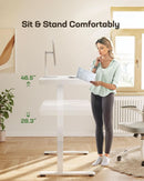 Height Adjustable Standing Desk 48x24 Inch With USB Ports And Drawer White