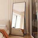 Tempered mirror 71" x 32" Tall Full Length Mirror with Stand, Black Wall Mounting Full Body Mirror, Metal Frame Full-Length Mirror for Living Room, Bedroom