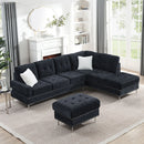 L-Shaped Sectional Sofa With Chaise And Storage Ottoman, Includes 2 Pillows