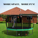 Pumpkin Style 12FT Recreational Kids Trampoline with Safety Enclosure Net & Ladder, Green Steel Frame, 144.09 Inches