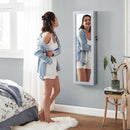 47.2 Inch Tall Lockable Jewelry Cabinet With Mirror Gray