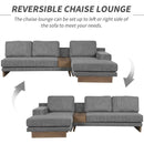 114" L-shaped Sofa Sectional Sofa with Two USB Ports and Two Power Sockets, a Storage Drawer and a Reversible Chaise Lounge for Living Room, Grey