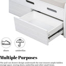 Rustic Storage Bench with 2 Drawers, Hidden Storage Space, and 3 False Drawers at the Top, Shoe Bench for Living Room, Entryway (White)