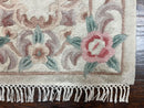 Chinese Aubusson Runner Rug 2.4 x 11, Hand Tufted Beige Floral European Design Hallway Rug, Elegant Rug, Vintage Wool Rug 11ft Long