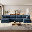 U_Style Double-Layer Cushion Modern Large U-Shaped Modular Sofa, Freely Combinable 6-Seater with Storage Function, Convertible to Sofa Bed, Perfect for Living Rooms, Offices, and Apartments