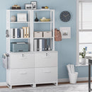 2 Drawer File Cabinet With Lock For Letter Legal A4 Folders White With Storage Bag Open Shelf And Hook