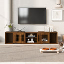Mid-Century Modern 2 in 1 PET FRIENDLY  Walnut TV Stand With Extendable table Soft cushion Sliding door Cat friendly furniture