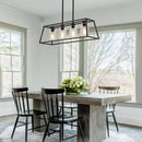 Black Farmhouse Linear Chandelier 4 Light For Dining Room