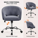 Dark Gray Velvet Swivel Office Chair Tufted Barrel Back