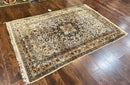 Persian Qum Silk Rug, Floral Medallion, Very Fine 60 Raj 475 KPSI, Handmade Hand Knotted Oriental Carpet, Silk on Silk