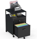 Rolling Mobile File Cabinet With Two Drawers Black