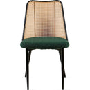Green Rattan Dining Chairs Set of 4,Boucle Chairs with Natural Cane Back, Upholstered Dining Room Kitchen Chair for Dining Room Kitchen, Living Room