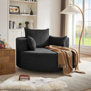 360° Swivel Accent Barrel Chair with Removable Pillows, Black Chenille, 56.3x56.3x36.5 inches