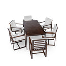 Elegant Patio Dining Set with Removable Cushions in Dark Brown Acacia Wood for Outdoor Spaces