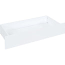 Full Size Wood Daybed with Fence Guardrails and 2 Drawers, Split into Independent Floor Bed & Daybed, White