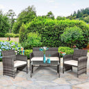 4 Piece Wicker Patio Conversation Set With Soft Cushions