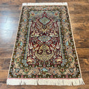 Marvelous Persian Isfahan Rug 3.7 x 5.6, Tree of Life and Animal Pictorials, Handmade Vintage Super Fine 600 KPSI, Kork Wool  Silk Highlights, Rare