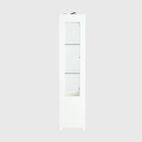 Modern Upholstered Glass Display Cabinet with Adjustable LED Light in White, 71'' Tall