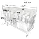 Large pet cage with storage rack, drawers with stainless steel food and water basin, made of iron frame and MDF material, sturdy, exquisite, and practical (black+beige)