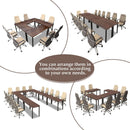 Durable Walnut Brown Conference Table For 14 Seats