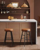 EKHO Backless Counter Height Bar Stools Set Of 2 24.8 Inch Tall Caramel Brown