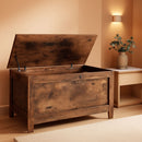 Rustic Brown Toy Box LargeCapacityStorage Bench Hinge