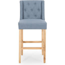 Vienna Contemporary Fabric Tufted Wingback 31 Inch Counter Stools, Set of 2, Light Blue and Natural