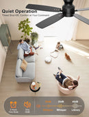 52 Inch Flush Mount Ceiling Fan With Remote App Control