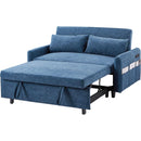55.1' Pull Out Sleep Sofa Bed Loveseats Sofa Couch with Adjsutable Backrest, Storage Pockets, 2 Soft Pillows, USB Ports for Living Room, Bedroom, Apartment, Office, Blue (Old SKU: WF315689AAC)