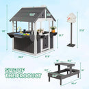 Wooden Outdoor Playhouse Gray White Integrated Sink