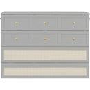 Full Size Murphy Bed with Large Drawers,Gray