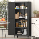Adjustable 2 Door Kitchen Pantry Cabinet With Striped Design