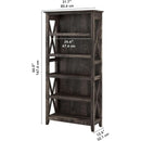 Bush Furniture Tall 5 Shelf Bookcase Dark Gray Hickory