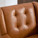 Modern Soft Leather Material Ergonomics Accent Chair Living Room Chair Bedroom Chair Home Chair With Black Legs For Indoor Home-Light Brown PU