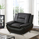 Faux Leather 3 Piece Modern Living Room Sofa Set Black