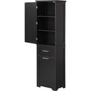 Tall Bathroom Storage Cabinet, Freestanding Storage Cabinet with Two Different Size Drawers and Adjustable Shelf, MDF Board with Painted Finish, Black
