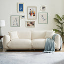 Oversized Loveseat Sofa for Living Room, Sherpa Sofa with Metal Legs, 3 Seater Sofa, Solid Wood Frame Couch with 2 Pillows, for Apartment Office Living Room - White