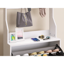 Mirror Shoe Cabinet With 3 Flip-Tier Drawers, Mirror Shoe Rack Organizer Store Ample Shoes, Hooks&Hangers For Organizing Clothes And Hats In The Entrance Or Hallway, White
