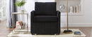 Upholstered Convertible Sleeper Sofa with 5-Position Backrest, Side Pockets, Storage, Black Chenille, 31.5'