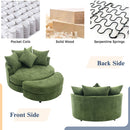360° Swivel Accent Barrel Chair With Storage Ottoman & 4 Pillows, Modern Leisure Chair Round Accent For Living Room