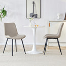 Light gray artificial leather backrest cushion dining chair, black metal legs, curved widened cushion design for more comfort, suitable for restaurants, kitchens, bedrooms, offices.(6 chairs) 0502