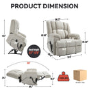 Dual Motor Heat Massage Infinite Position Up to 350 LBS Electric Power Lift Recliners with Power-Remote, Medium-firm and Heavy Duty, Beige