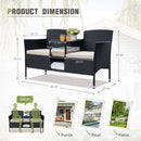 Patio Loveseat Outdoor Wicker Conversation Set With Built In Coffee Table Beige